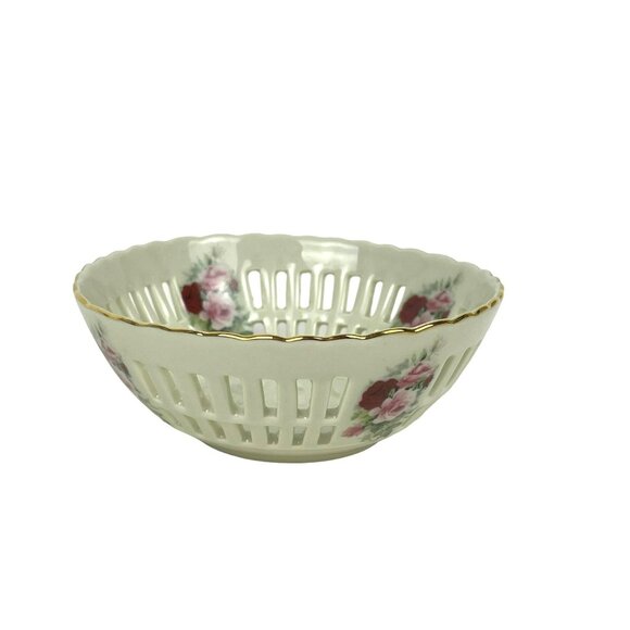 Formadities by Baum Brothers Fine China Small Lattice Bowl Floral - Picture 5 of 6